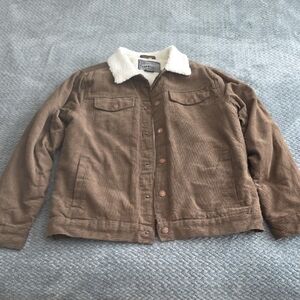 Brooklyn Cloth Brown Corduroy Jacket with White Sherpa Collar